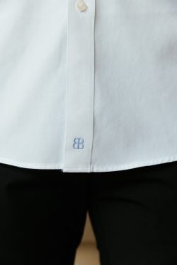 ⁦חולצה 100% כותנה Slim - לבן⁩ – תמונה ⁦2⁩