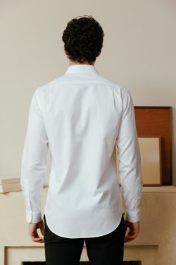 ⁦חולצה 100% כותנה Slim - לבן⁩ – תמונה ⁦5⁩